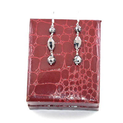 20 Ct Certified Black Diamonds Dangler Drop Earring in Silver - ZeeDiamonds