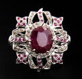 African Ruby Gemstone Statement Ring With Rose Cut Diamonds - ZeeDiamonds