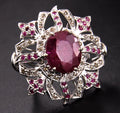 African Ruby Gemstone Statement Ring With Rose Cut Diamonds - ZeeDiamonds