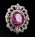 8 Ct Ruby Gemstone Designer Ring With Rose Cut Diamonds - ZeeDiamonds