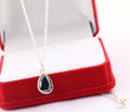 AAA 1.30Ct Pear Shape Black Diamond Pendant In 925 Sterling Silver- Certified - ZeeDiamonds