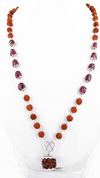 Natural Ruby Gemstone 54 Beads with Rudraksha Guru Bead Necklace - ZeeDiamonds