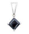 2 ct Black Diamond Solitaire Pendent in 925 Silver/14K Gold - AAA.Certified - ZeeDiamonds