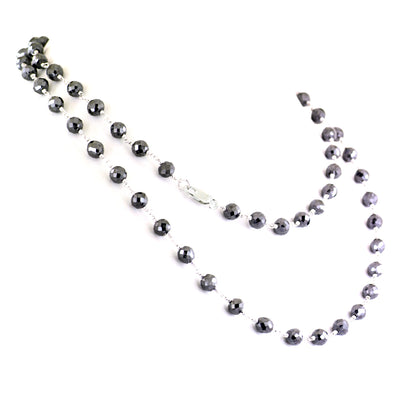 6 mm Black Diamond Long Chain Necklace in Sterling Silver-18-36 inches - ZeeDiamonds