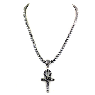 Derek Jeter Men's Black Diamond Necklace with God Eye Cross - ZeeDiamonds