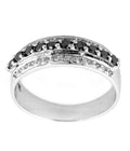 White and Black Diamond Engagement Band Ring in 925 Silver, Unisex Collection - ZeeDiamonds