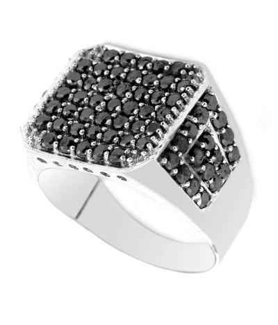 AAA Quality 100% Certified Black Diamond Men's Ring-Great Shine & Luster!Certified Diamonds. - ZeeDiamonds