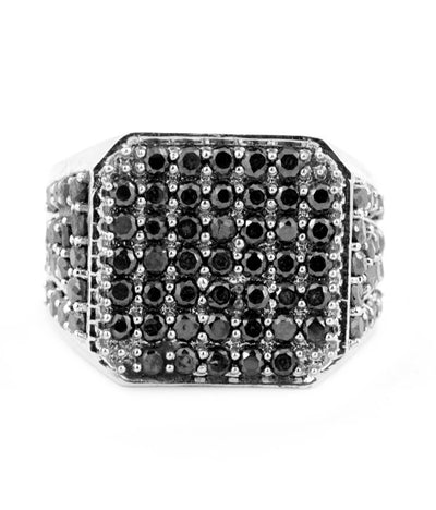 AAA Quality 100% Certified Black Diamond Men's Ring-Great Shine & Luster!Certified Diamonds. - ZeeDiamonds