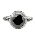 1.50 Ct Designer Black Diamond Solitaire Ring with Accents, Great Ideal For Gift - ZeeDiamonds