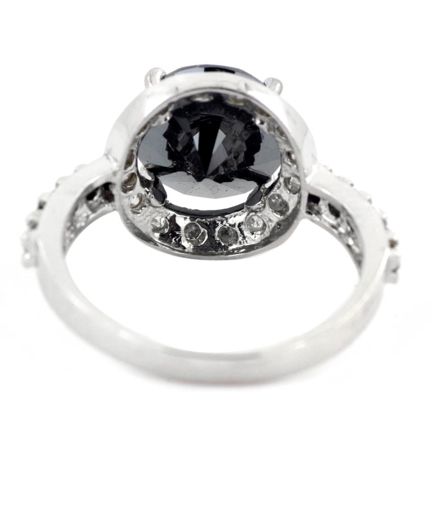 1.50 Ct Designer Black Diamond Solitaire Ring with Accents, Great Ideal For Gift - ZeeDiamonds
