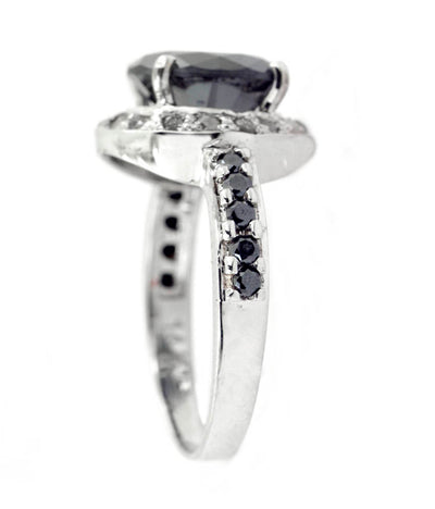 1.50 Ct Designer Black Diamond Solitaire Ring with Accents, Great Ideal For Gift - ZeeDiamonds