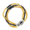 Three Row 3mm-4mm Black Diamond & Citrine Gemstone Bracelet.Certified - ZeeDiamonds