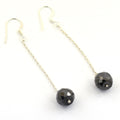 9 Ct Black Diamond beads Dangler Drop Earrings in Sterling Silver - ZeeDiamonds