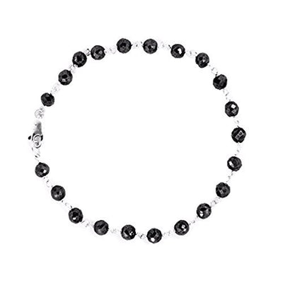 Black Diamonds Bracelet - 18 cts.4 mm. 6-8".Silver Clasp.CERTIFIED.AAA - ZeeDiamonds