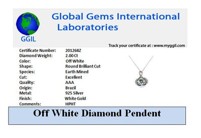 2.00 Ct AAA Certified Off White Diamond Pendant With White Accents, Great Shine & Luster ! WATCH VIDEO - ZeeDiamonds