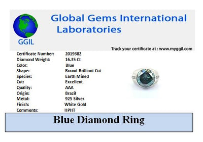 RARE 16.35 Carat Stunning Blue Diamond Heavy Men's Ring in 925 Silver with Bezel Style! Very Latest Collection & Amazing Shine & Bling ! - ZeeDiamonds