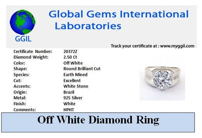 2.50 Ct Round Brilliant Cut Off-White Diamond Ring With White Gold, Amazing Shine & Bling ! - ZeeDiamonds