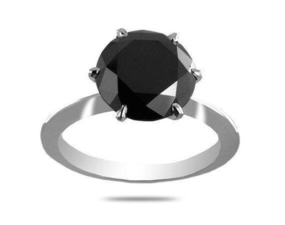 2.50 Ct AAA Quality Black Diamond Solitaire Wedding Ring- Great Luster - ZeeDiamonds