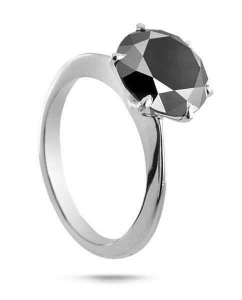 2.50 Ct AAA Quality Black Diamond Solitaire Wedding Ring- Great Luster - ZeeDiamonds