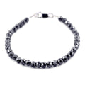 6 mm AAA Quality Certified Black Diamond Beads Bracelet In Sterling Silver - ZeeDiamonds