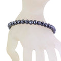 6 mm AAA Quality Certified Black Diamond Beads Bracelet In Sterling Silver - ZeeDiamonds