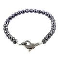 5 mm Black Diamond Beads Bracelet With Pave Diamond Fish Lock - ZeeDiamonds