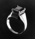 3 Cts Stunning Emerald Cut Black Diamond Solitaire Men's Ring, AAA Quality - ZeeDiamonds