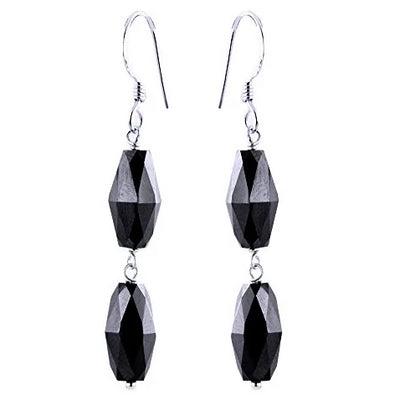 16 Ct Fancy Drum Shape Black Diamonds Dangler Earrings - ZeeDiamonds