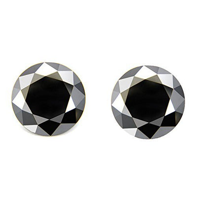 Solitaire Black Diamond Certified 2.30 Ct Round Brilliant Cut Pair.AAA - ZeeDiamonds