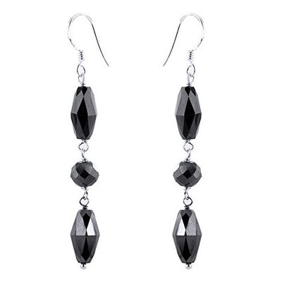 19 Ct Certified Black Diamonds Dangler Silver Earrings - ZeeDiamonds