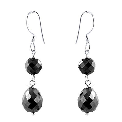 14 Ct Round And Drop Shape Black Diamonds Dangler Earrings - ZeeDiamonds