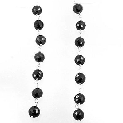 5 mm Round Black Diamonds Beads Dangler Earrings in Sterling Silver - ZeeDiamonds
