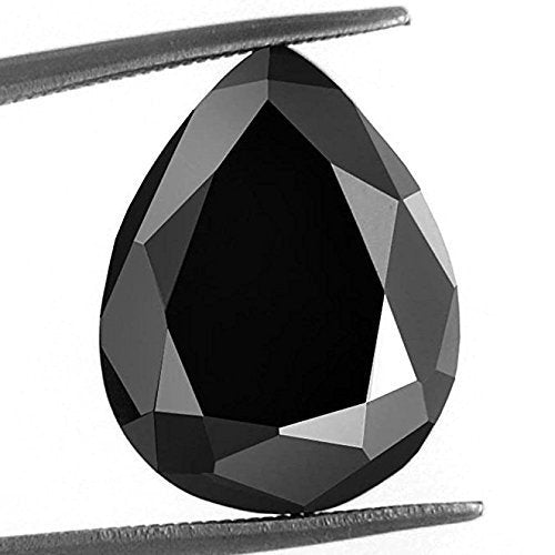 5.50 Ct Pear Checker Cut African Black Diamond With Certificate AAA - ZeeDiamonds