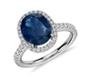 Oval Shape Blue Sapphire Ring With White Diamond Accents - ZeeDiamonds