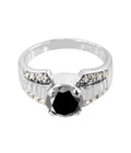 1.20 Ct Round Cut Black Diamond Solitaire Ring With Diamond Accents, Beautiful Shine - ZeeDiamonds