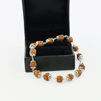 Five Face Nepal Rudraksha Round Bead Bracelet - ZeeDiamonds