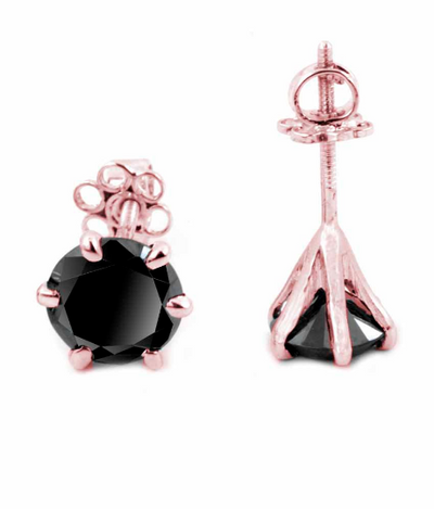 AAA Quality 1ct to 3ct Diamond Solitaire Studs in 14kt Rose Gold,Yellow,White or Black Gold Option - ZeeDiamonds