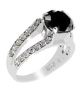 1 Ct Round Cut Black Diamond Designer Ring with Diamond Accents - ZeeDiamonds