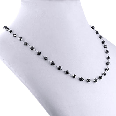 AAA Quality 4mm Black Diamond Wire Necklace in Sterling Silver - ZeeDiamonds