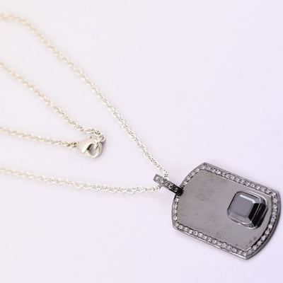 AAA 5.0 Cts Diamond Tag Necklace,Diamond Dog Tag, Gift For Son,Boyfriend,Partner - ZeeDiamonds