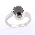 1.50 Cts Certified Round Cut Black Diamond Solitaire Ring In 925 Sterling Silver - ZeeDiamonds