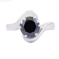 1.50 Cts Certified Round Cut Black Diamond Solitaire Ring In 925 Sterling Silver - ZeeDiamonds