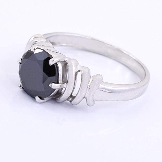 1.40 Ct Certified Black Diamond Designer Silver Ring - ZeeDiamonds