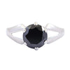 1.45 Cts Round Shape Black Diamond Solitaire Ring in Sterling Silver - ZeeDiamonds