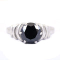 1.40 Ct Certified Black Diamond Designer Silver Ring - ZeeDiamonds