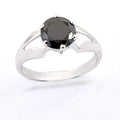 1.45 Cts Round Shape Black Diamond Solitaire Ring in Sterling Silver - ZeeDiamonds