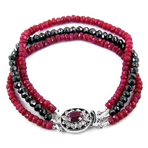 Designer Black Diamond Bracelet with Rubies 25 Cts.Beautiful Certified - ZeeDiamonds