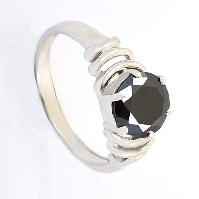 1.40 Ct Certified Black Diamond Designer Silver Ring - ZeeDiamonds