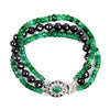 Three Row 3-4mm Black Diamond & Emerald Gemstone Bracelet in silver.AAA - ZeeDiamonds