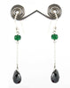 10 Ct 100% Certified Black Diamond Dangler Earrings with Emerald Beads, Amazing Collection with Great Luster